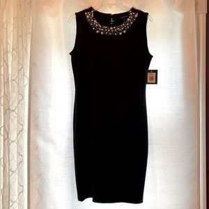 Marina Formal Wear Round Jeweled Neckline Black Sleeveless Zippered Dress